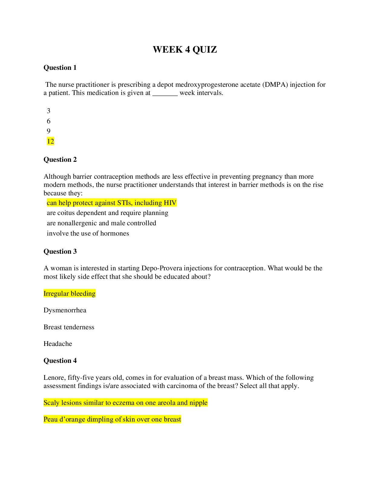 Preview image for NSG 6430 Week 4 Knowledge Check 2 (Questions and Answers)